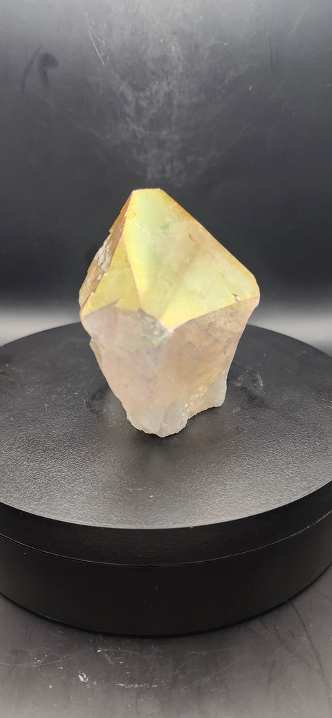 Angel aura citrine polished top point. 8.2 ounces!