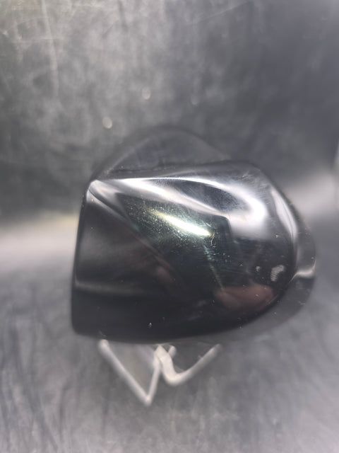 Rainbow obsidian heart! 10 ounces, 3 inches wide, 2.8" tall