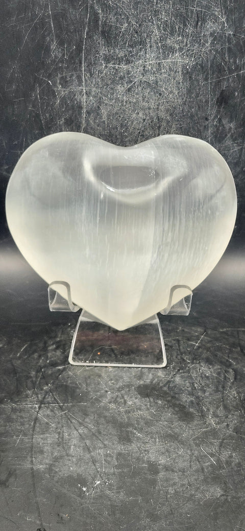 Selenite heart! 7 ounces, 3.4 inches wide!
