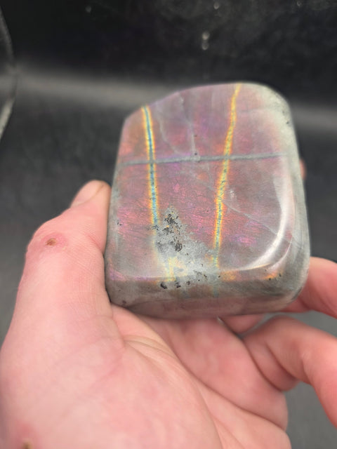 Purple/pink flash sunset labradorite free form, 10.3 ounces