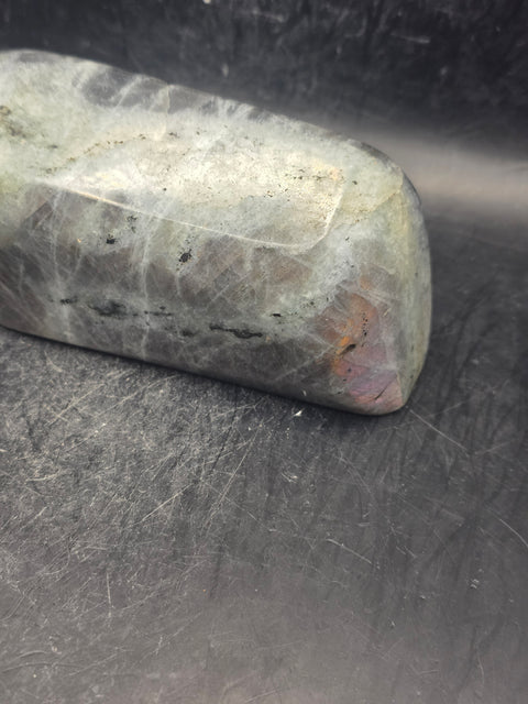 Purple flash sunset labradorite free form, 15 ounces 4 inches wide