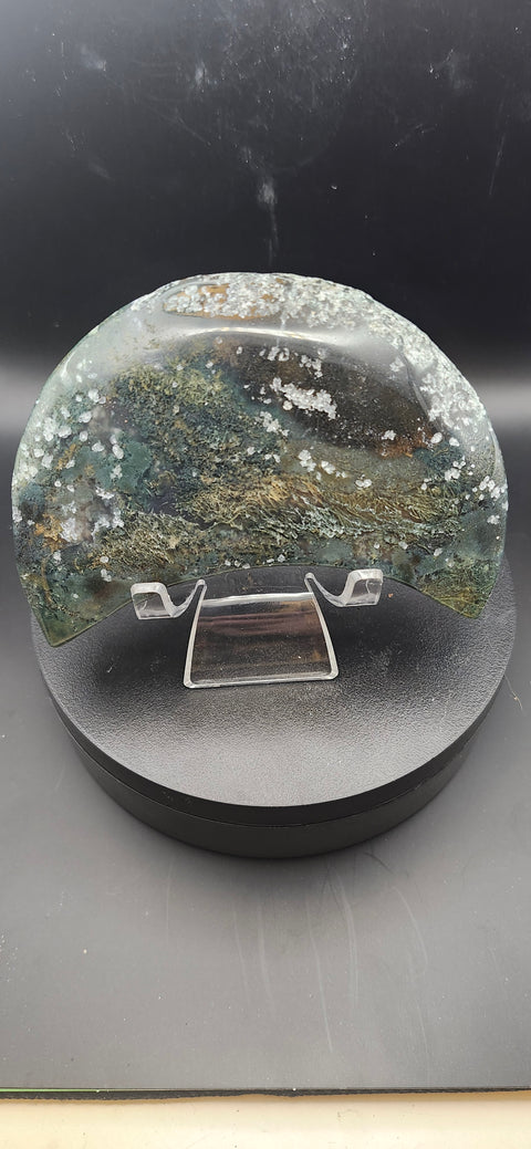 Moss agate moon! 13 ounces,  4.5 inches long, 2.8 wide