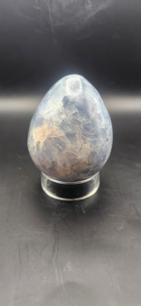 Blue calcite egg. 2.8 inches, 11.2 ounces
