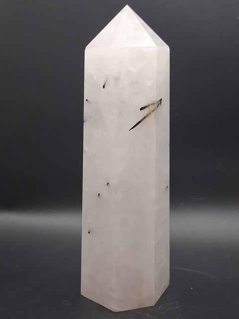 Large Tourmilated quartz tower! 1.11 pounds, 7 inches tall