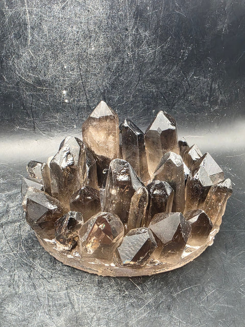 Smoky quartz candle holder! 15 ounces, 4 inches wide!