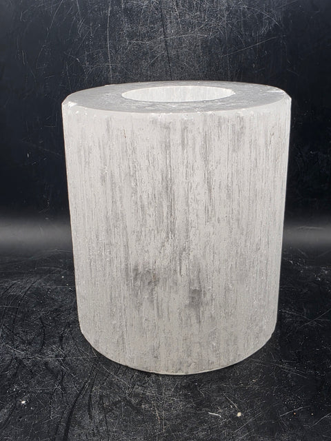 Selenite candle holder! 2.6 pounds, 3.9 inches tall, 3.3" wide