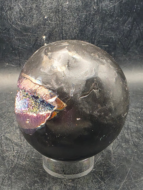 Aura amethyst sphere! 66mm, 2.6 inches, 14 ounces