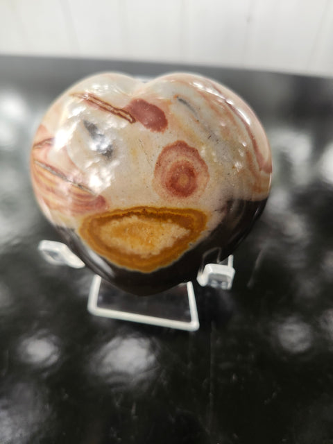 Polychrome jasper heart! 8.5 ounces, 3 inches wide