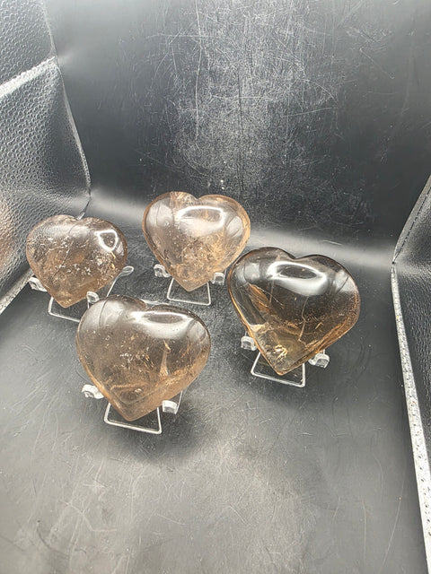 Smoky quartz heart!! 4 to 5 ounces, 2.5 to 3 inches!!