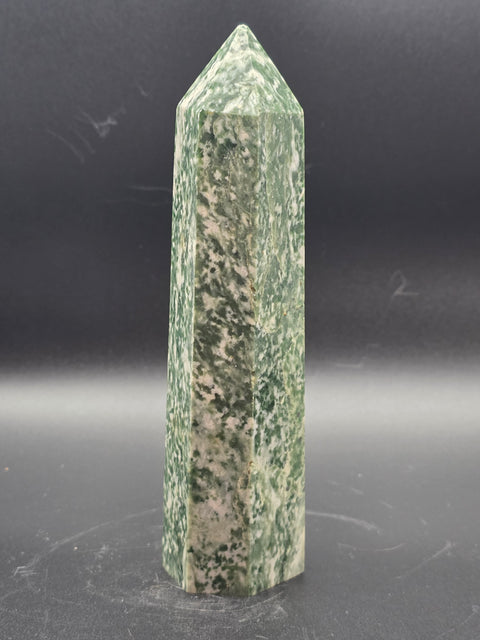 Large tree agate tower! 11 ounces, 5.5 inches tall