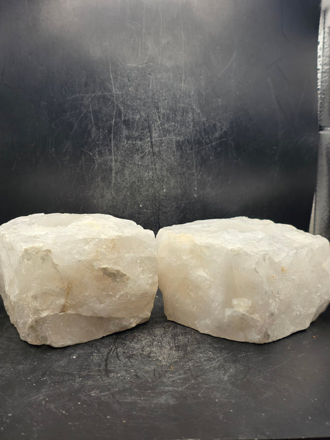 Clear quartz candle holder! 2.2 pounds, 4 inches by 3.5 inches!