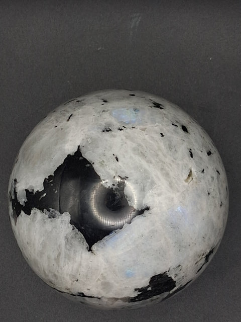 Rainbow moonstone sphere! 1.8 pounds, 78.8mm, 3.1 inches