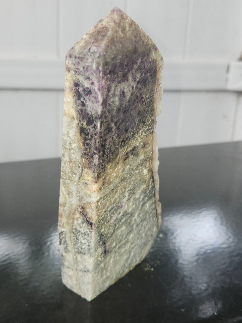 Druzy opalized fluorite free form tower! 5.7 inch by 2.4 inch, 15 ounces