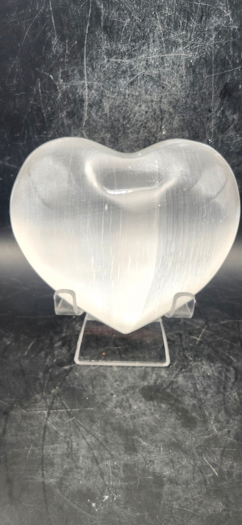 Selenite heart! 7 ounces, 3.4 inches wide!