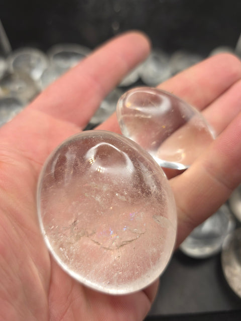 Clear quartz palm stones! Set of 2! 1.5 to 2.5 inches!