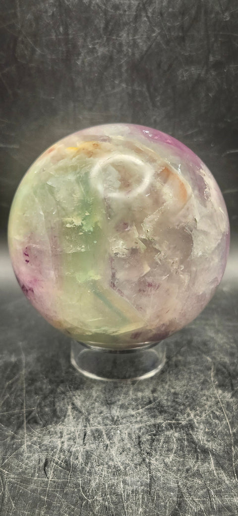 Candy florite sphere! 70.5mm, 2.7 inches, 1.4 pounds