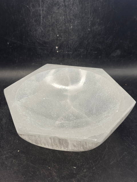 Selenite hexagonal bowl! 4.7 inches wide!