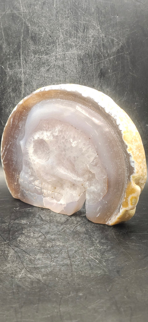 Druzy agate skeleton faced slab!! 12.5 ounces, 4.9 inches wide, 3.8 tall