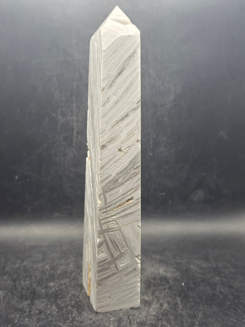 Large white lace agate tower! 11.9 ounces, 6.6 inches tall!