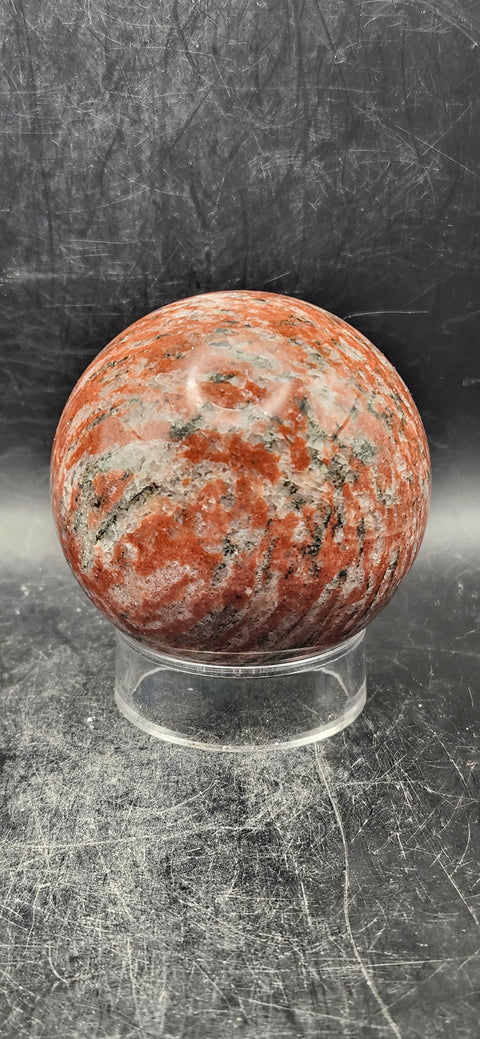 Brecciated jasper sphere! 64mm, 2.5 inches, 13 ounces!