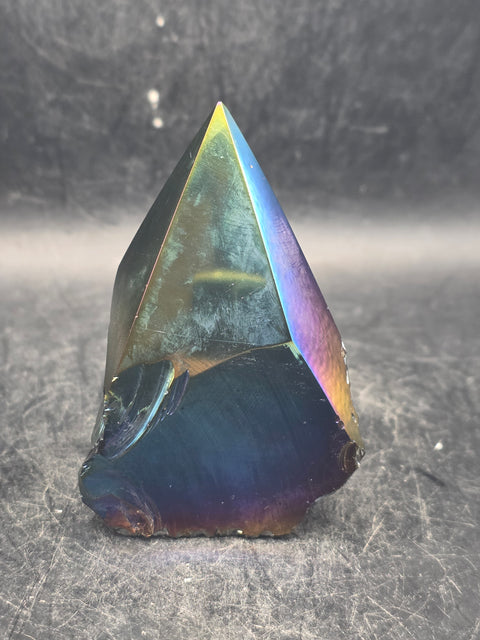 Titanium obsidian polished top point! 4.6 ounces, 2.5 inches tall!