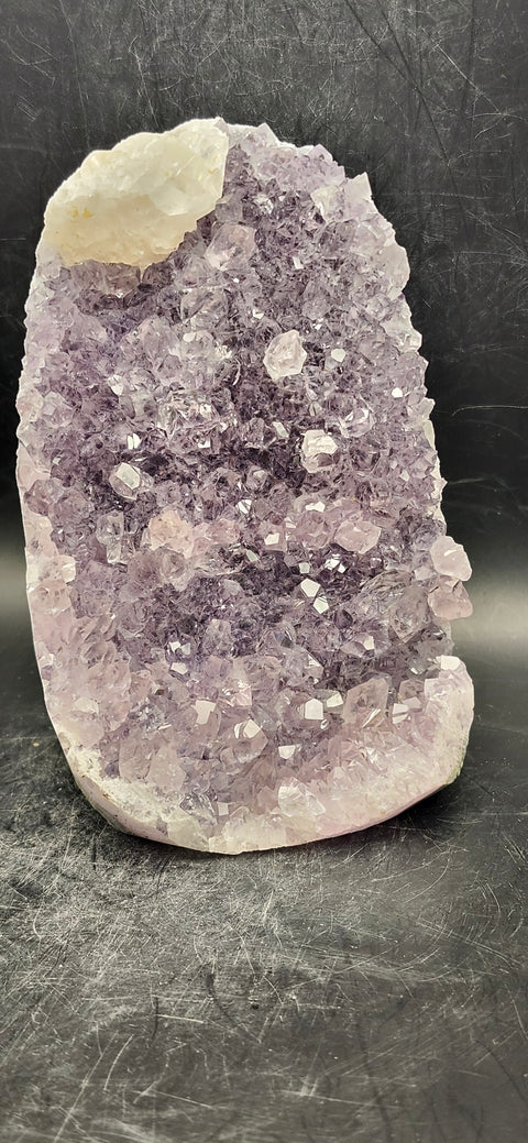 Amethyst cut base free form! 1.8 pounds, 5 inches tall 3 by 3 wide