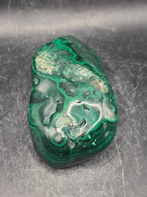 Malachite polished free form! 6.3 ounces, 3.2 inches long, 1.7" wide