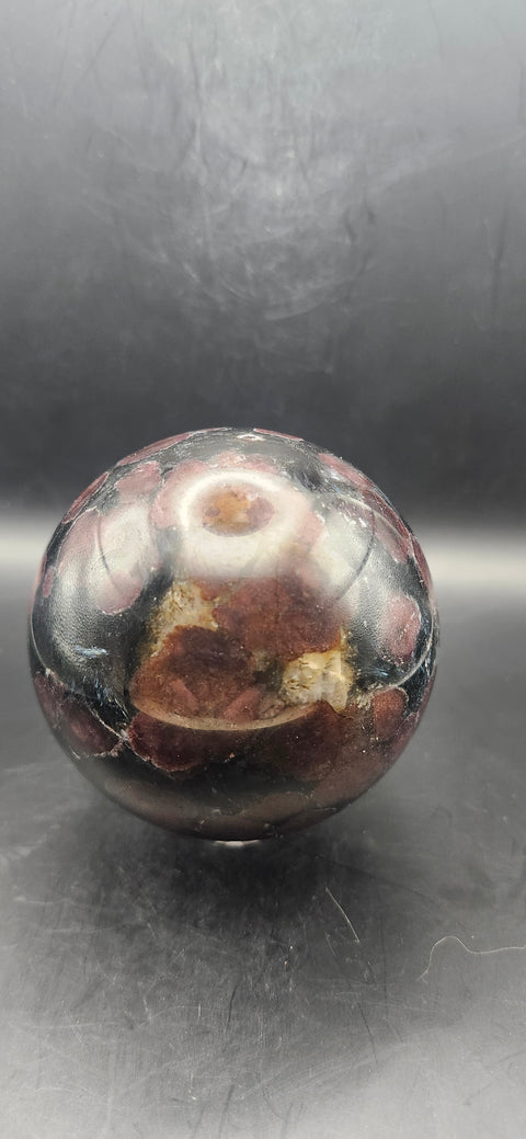 Astrophyllite garnet firework sphere! 74.5mm, 2.93 inches, 1.9 pounds
