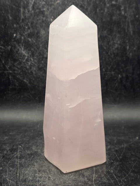Pink mangano calcite tower! 4.8 inches tall, 11.5 ounces