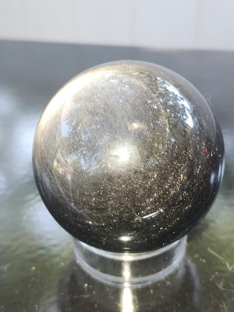 Silver obsidian sphere! 2.5 inches, 63mm, 11.5 ounces