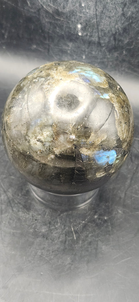 Labradorite sphere! 72.5mm, 2.8 inches, 1.3 pounds