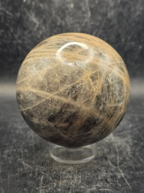 Black moonstone sphere! 73.5mm, 2.8 inches, 1.2 pounds