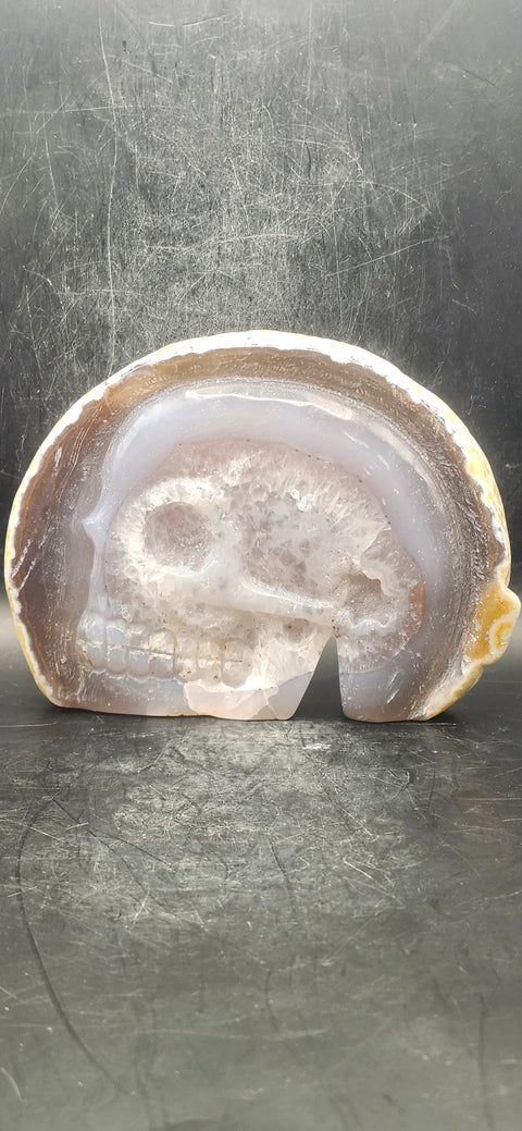 Druzy agate skeleton faced slab!! 12.5 ounces, 4.9 inches wide, 3.8 tall