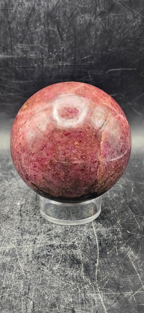 Rhodonite sphere! 57.9mm, 2.2 inches, 13 ounces
