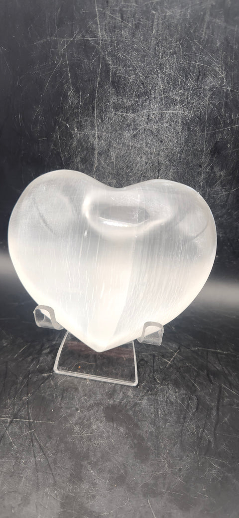 Selenite heart! 7 ounces, 3.4 inches wide!