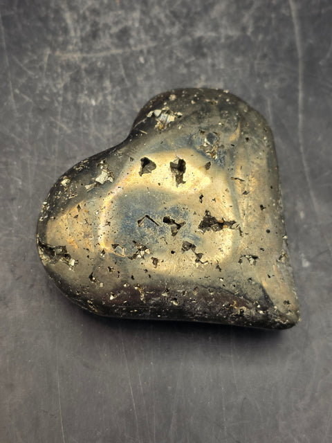 Pyrite heart! 3.3 ounces, 1.8 inches wide, 1.8 inches tall