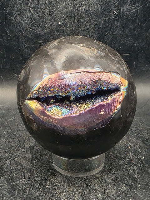 Aura amethyst sphere! 66mm, 2.6 inches, 14 ounces