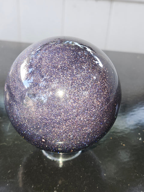 Blue golden sandstone sphere! 1.7 pounds, 78mm, 3 inches