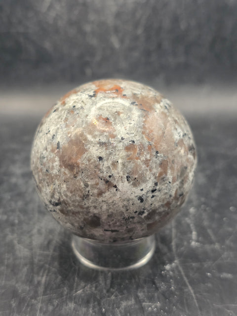 Flame stone sphere "yooperlite" 57.8mm, 2.2 inches, 9 ounces