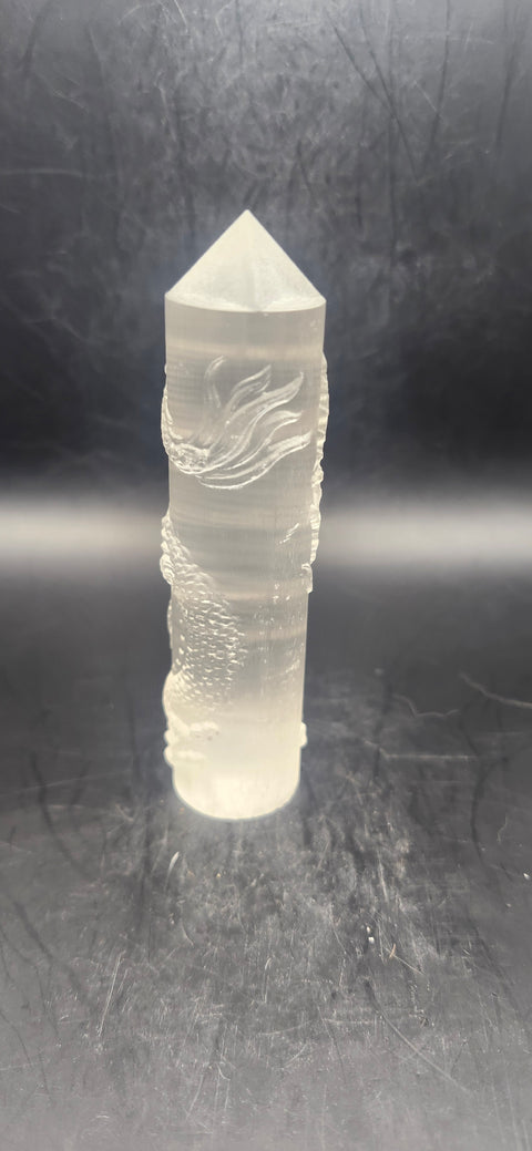 Selenite dragon tower! 4.25 inch tall, 3.7 ounce!