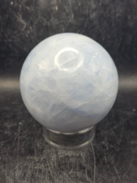 Blue calcite sphere! 74.5mm, 2.9 inches, 1.4 pounds!