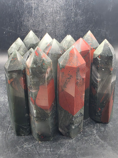African bloodstone tower! 3.1 to 3.4 inches tall!