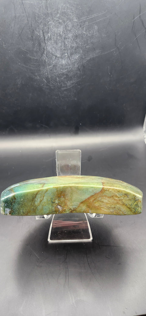 Green jasper moon! 10 ounces, 4 inches long