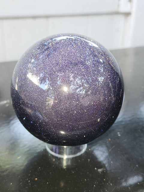 Blue golden sandstone sphere! 1.7 pounds, 78mm, 3 inches