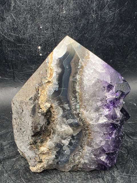 Amethyst Druzy polished top point! 12 ounces, 3 inches tall!
