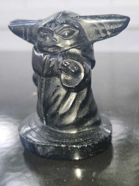 Black obsidian yoda! 3.9 ounces, 2.5 inches
