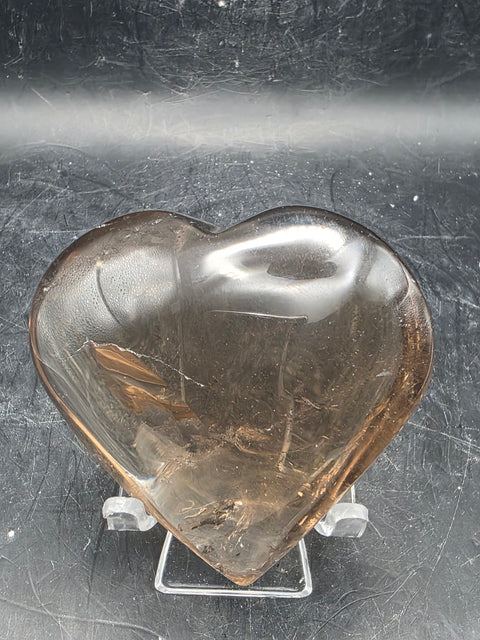 Smoky quartz heart!! 4 to 5 ounces, 2.5 to 3 inches!!