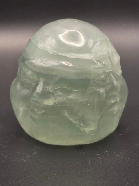 Four face green calcite Buddha head! 2.2 inches, 11.6 ounces