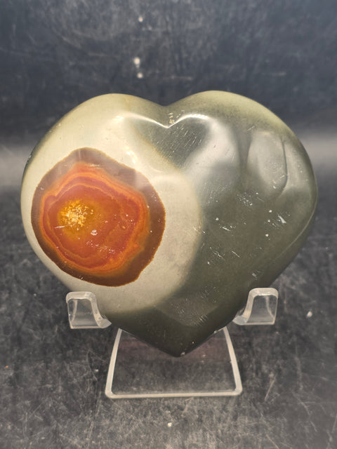 Polychrome jasper heart! 9.6 ounces, 3.3 inches wide, 2.9" tall