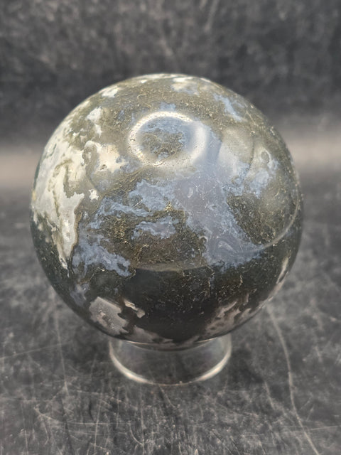 Druzy moss agate sphere! 65.8mm, 2.5 inches, 13.1 ounces